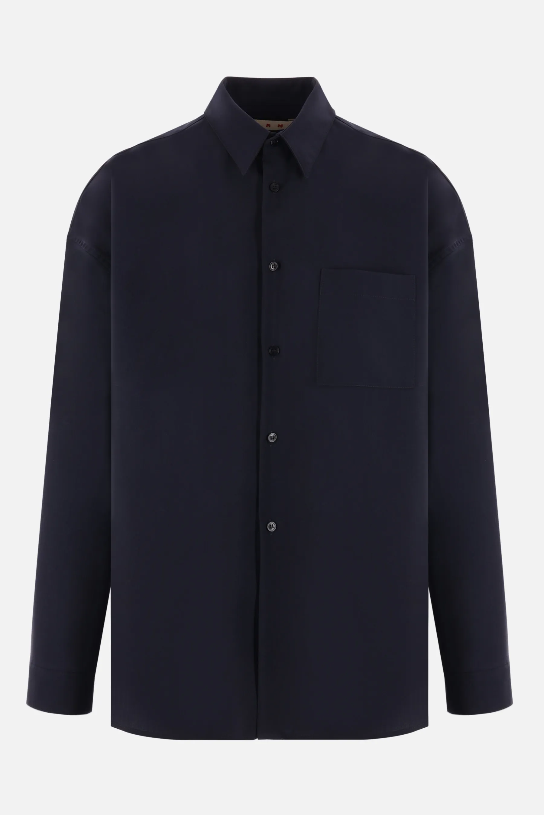 MARNI  |Deep blue tropical wool long-sleeved shirt