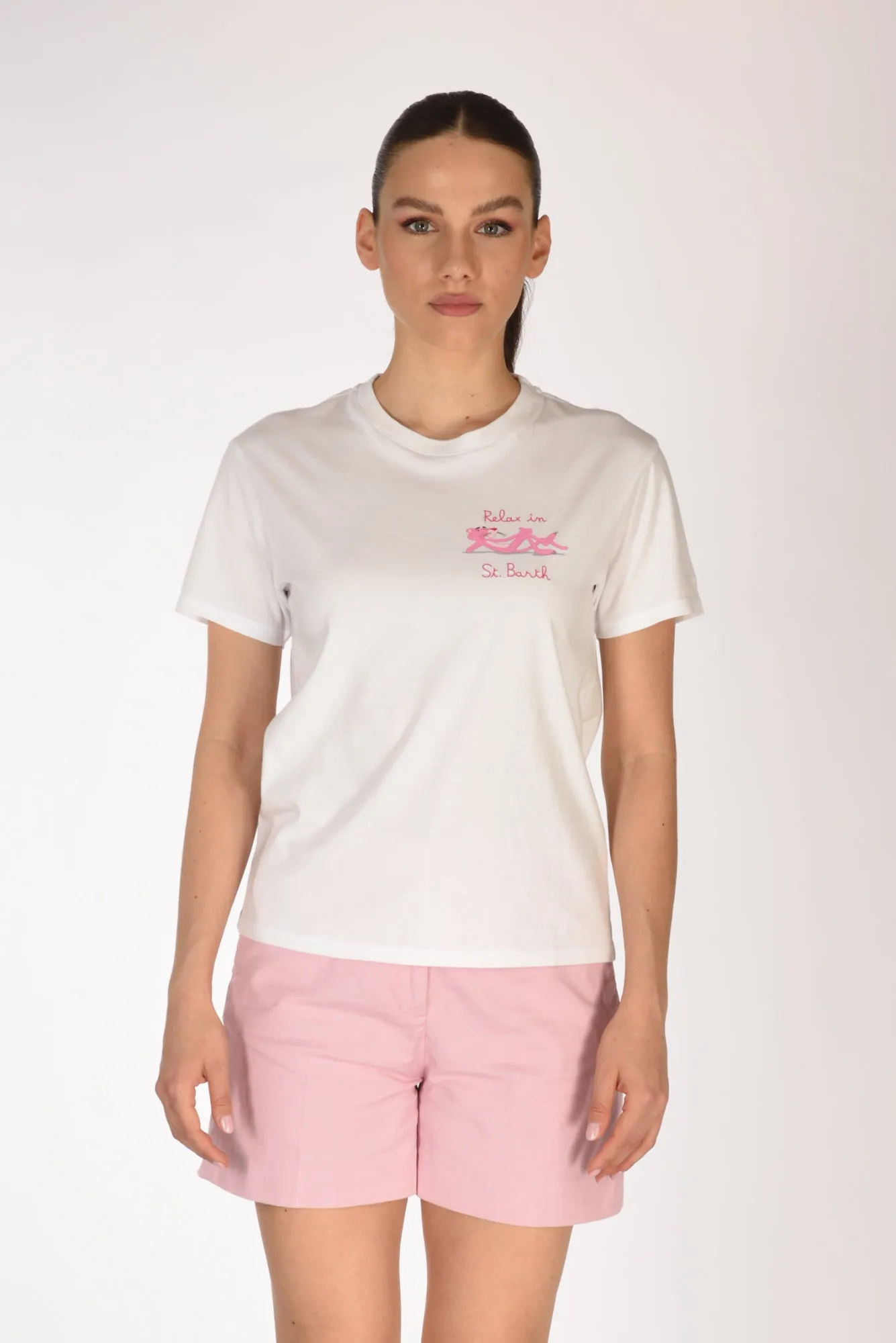 Mc2 Saint Barth Tshirt Scritta Bianco Donna