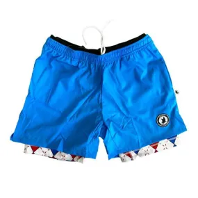 Mens 2-1 Compression Blue/Argyle Pickleball 7 Shorts