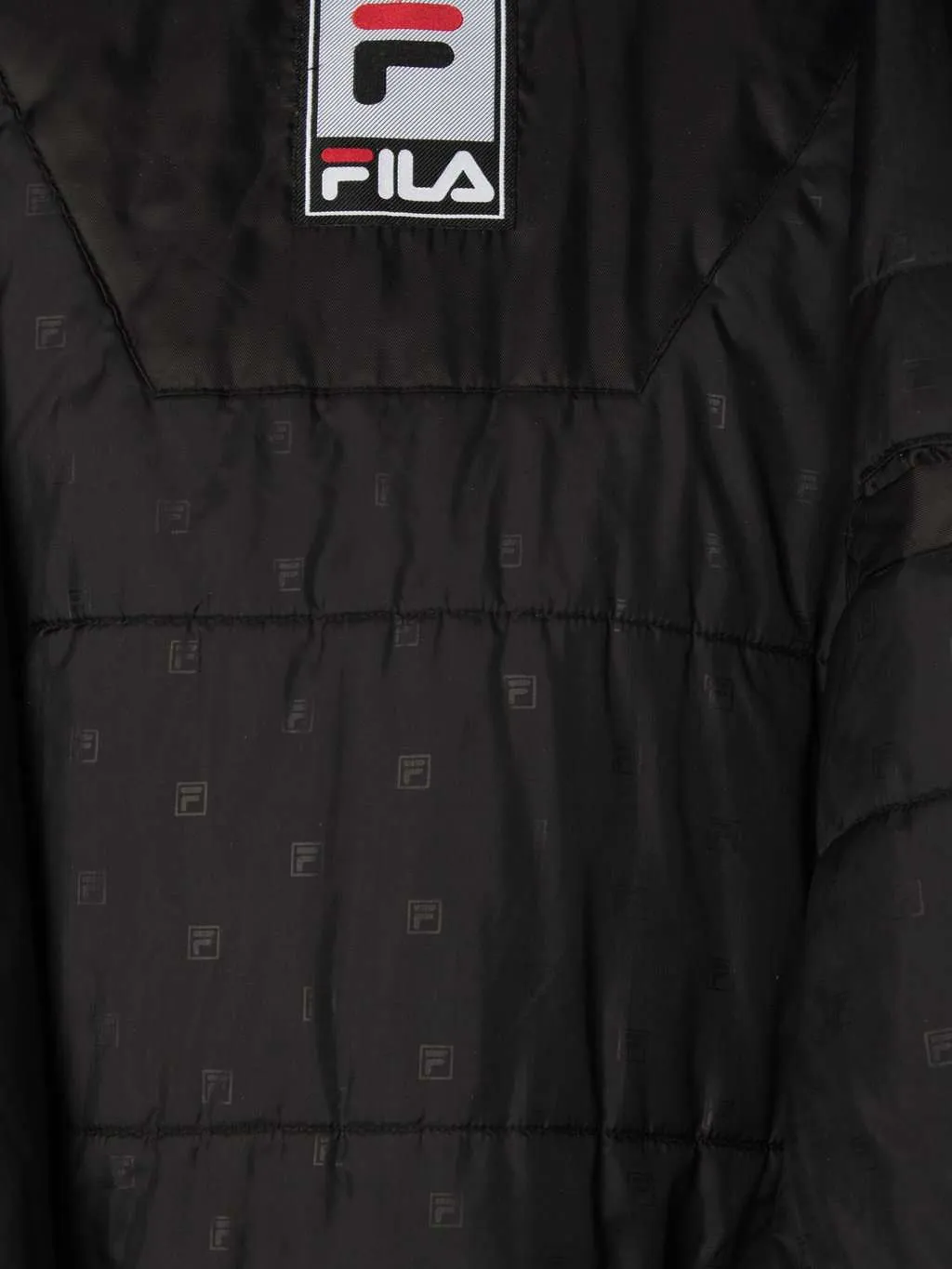 Mens vintage Fila spellout puffer jacket with detachable hood and elasticated cuffs and hem – 2XL