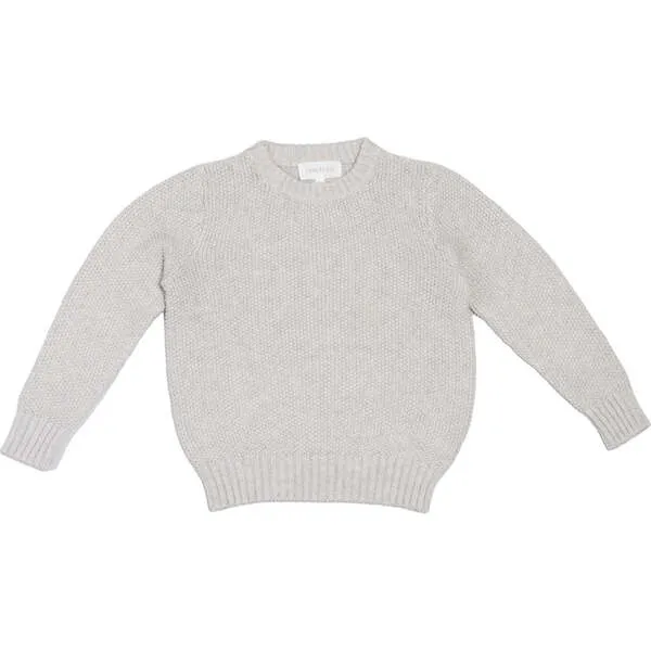 Mika & Milo Moss Stitch Knit Ribbed Neck Jumper, Stone