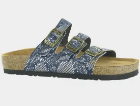 Naot Womens Austin 3 Strap Classic Sandal- Navy Python