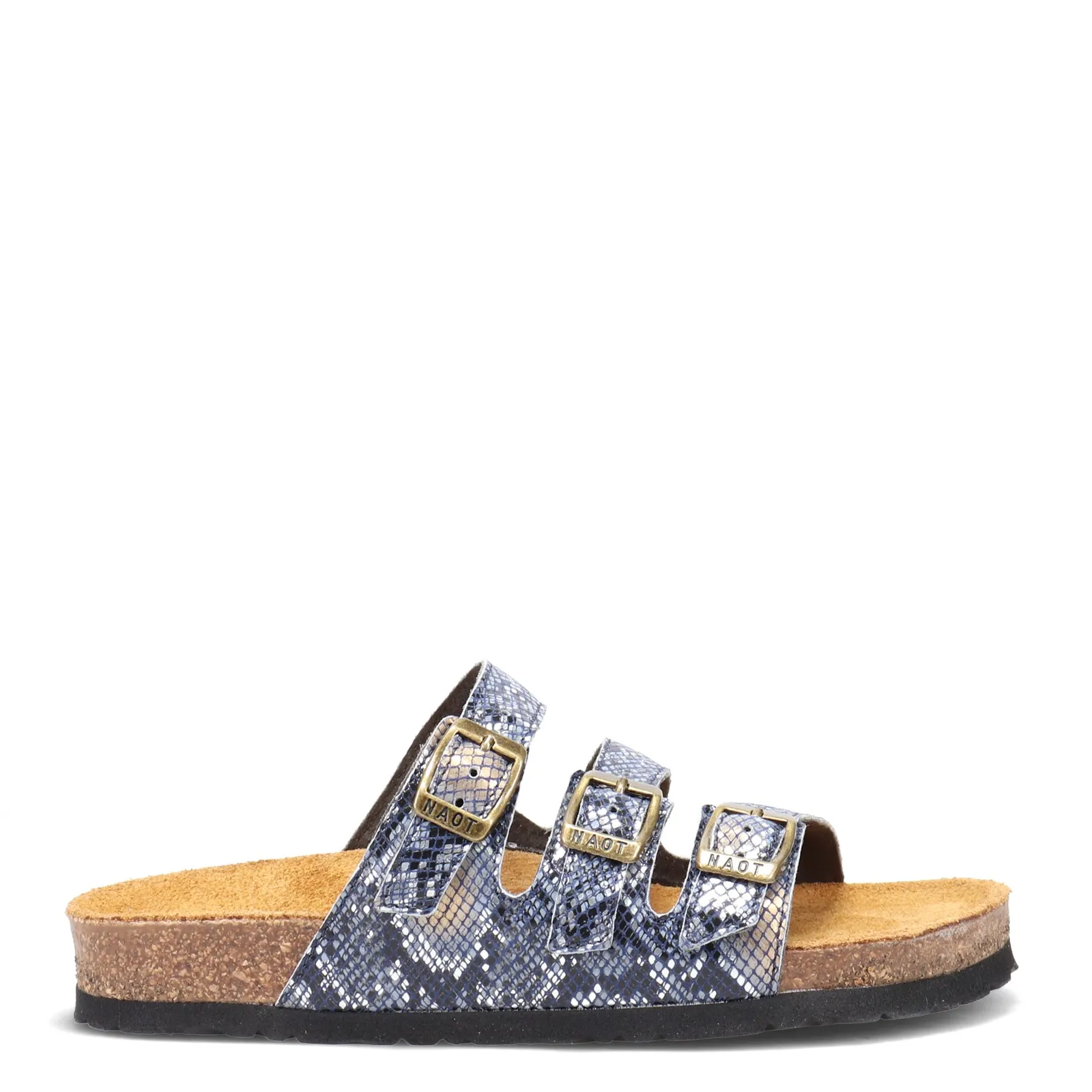 Naot Womens Austin 3 Strap Classic Sandal- Navy Python