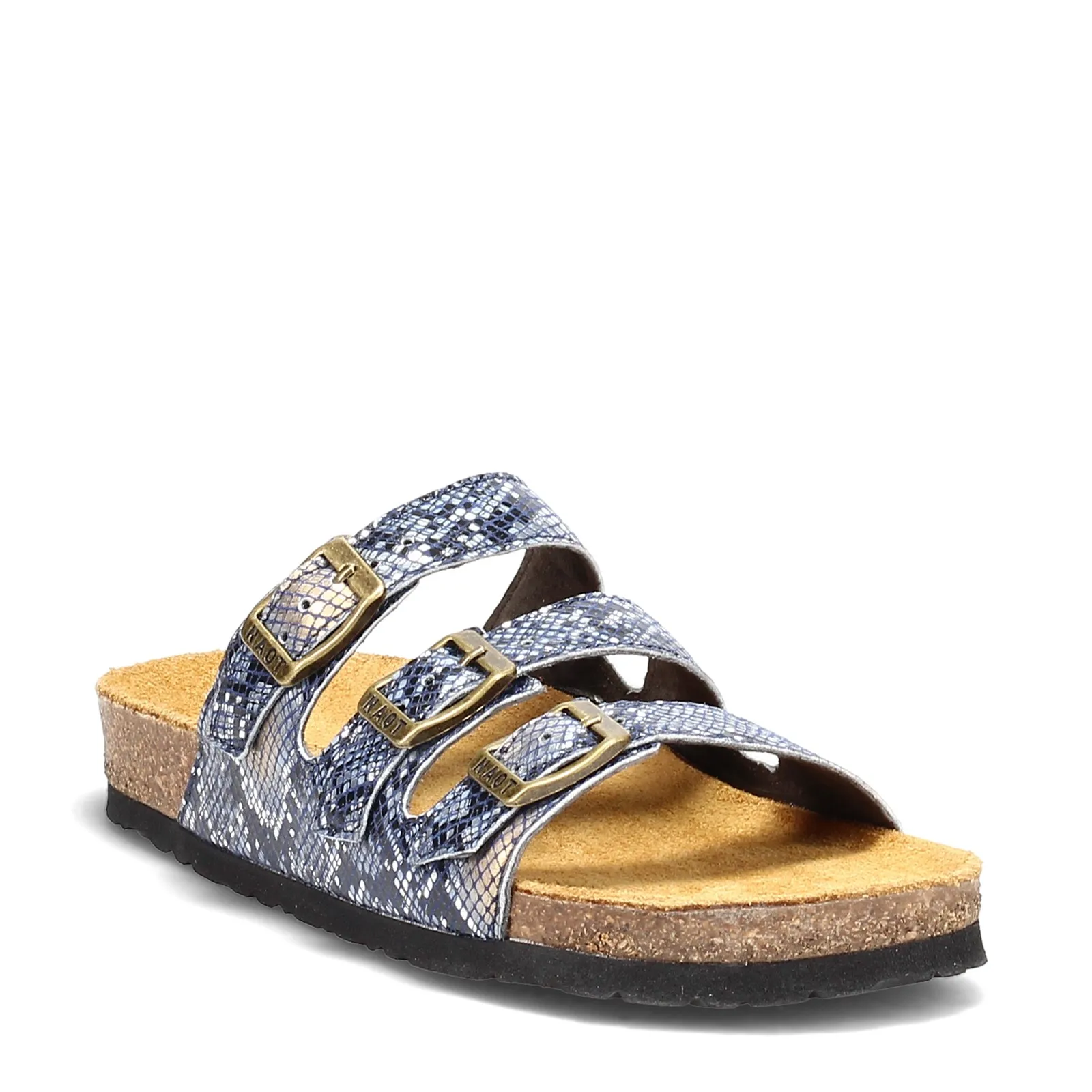 Naot Womens Austin 3 Strap Classic Sandal- Navy Python