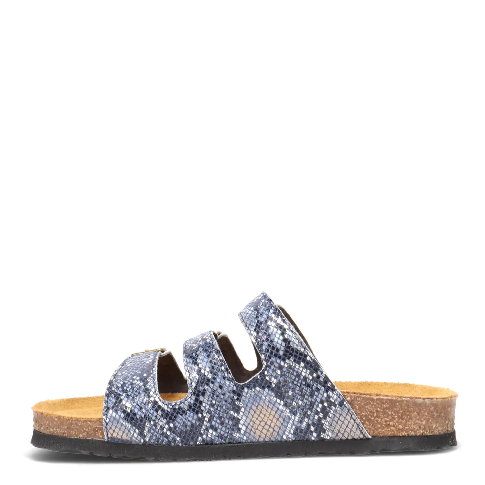 Naot Womens Austin 3 Strap Classic Sandal- Navy Python