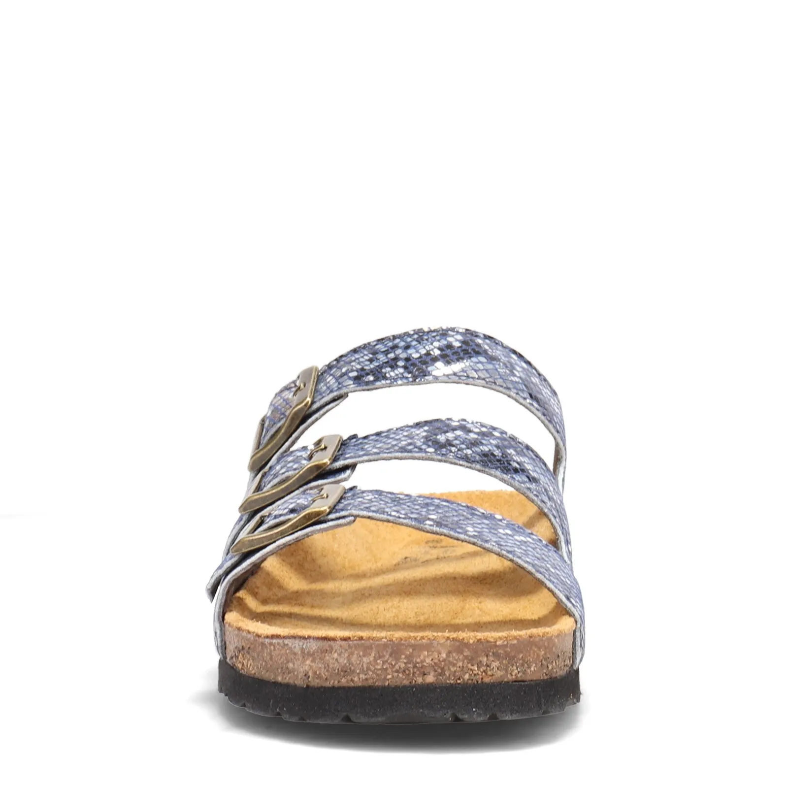 Naot Womens Austin 3 Strap Classic Sandal- Navy Python