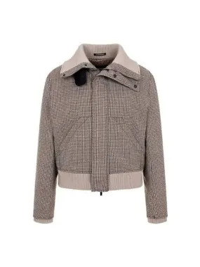 Overseas Station Season Big Chance 8 18 Men s Houndstooth Wool Turtleneck Jacket Brown 270022