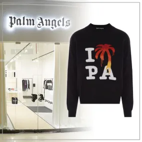 Palm Angels  |Crew Neck Street Style Long Sleeves Plain Logo Sweaters