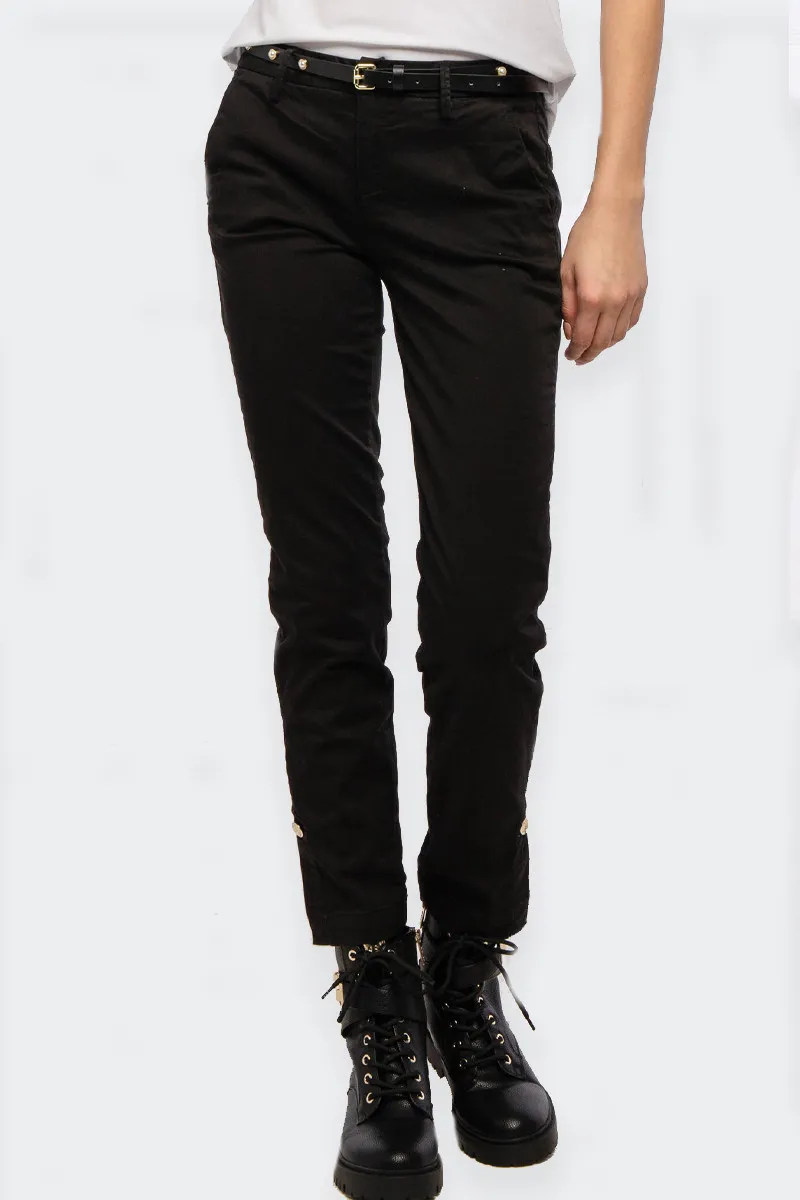 PANTALONE JEANS NERO CHINO CHIC