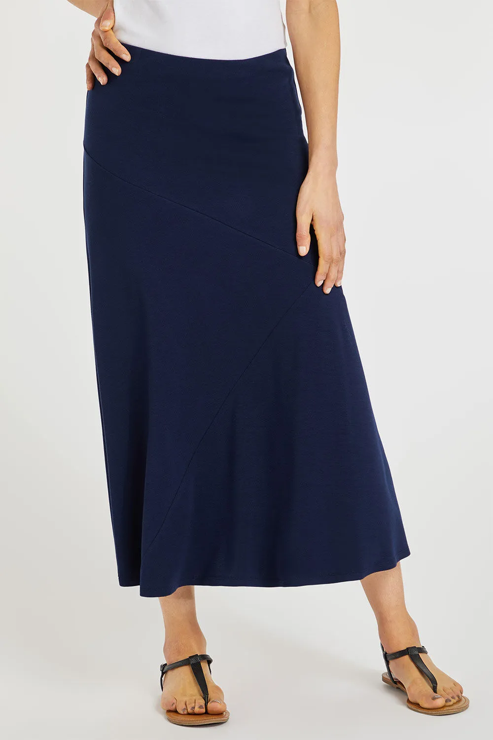 Plain Cut and Sew Panelled Elasticated Skirt