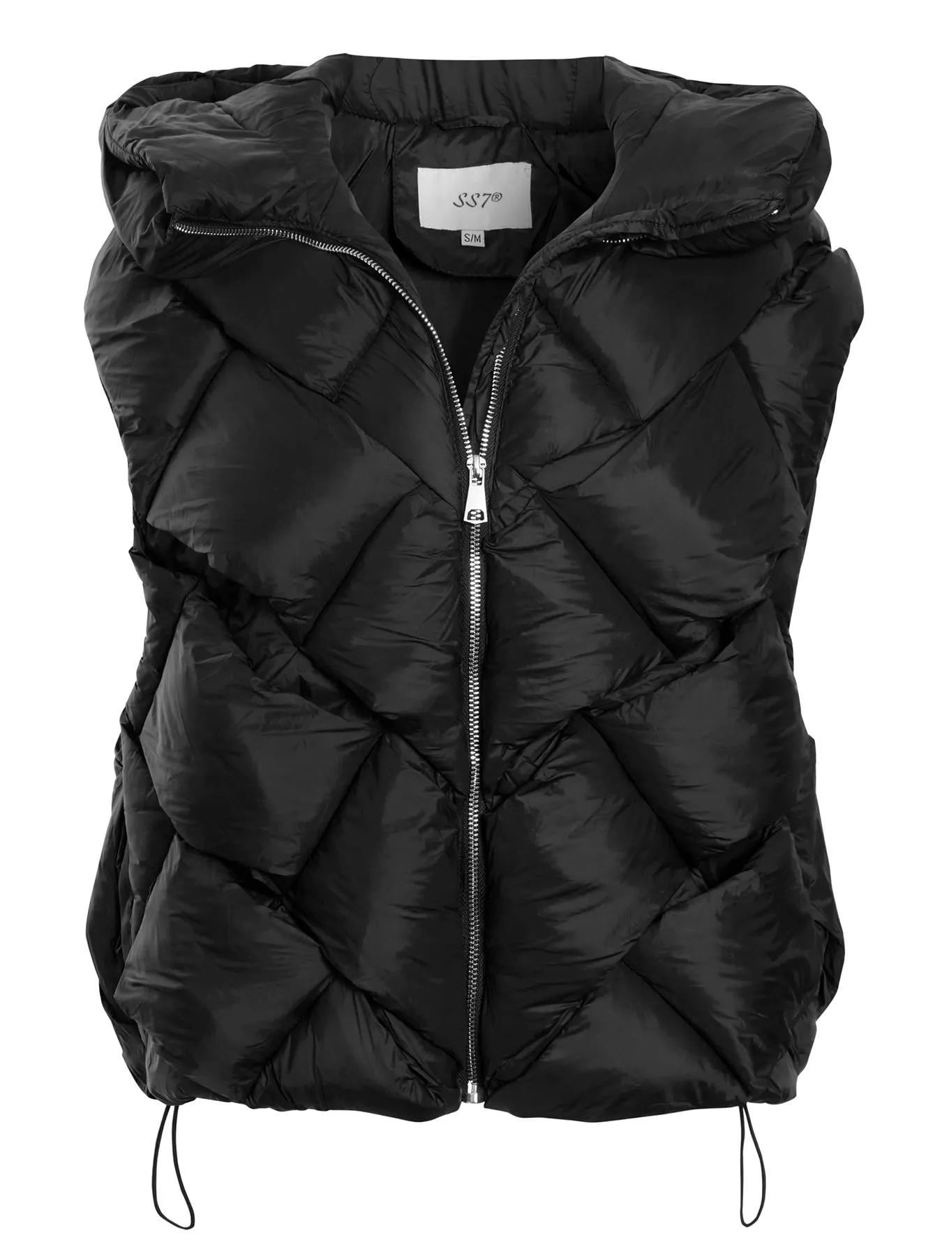 Quilted Sleeveless Padded Gilet with Hood, Black, Blue, UK sizes 8 to 14