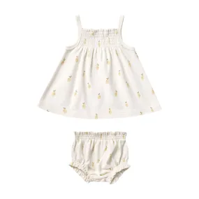 Quincy Mae Smocked Tank + Bloomer Set - Lemons