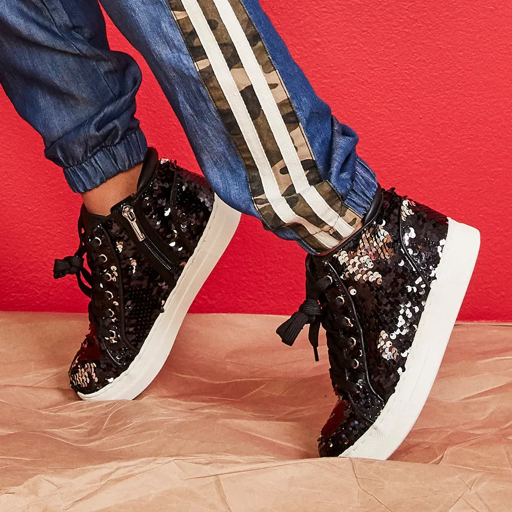 Reverse Sequin High Top Sneaker