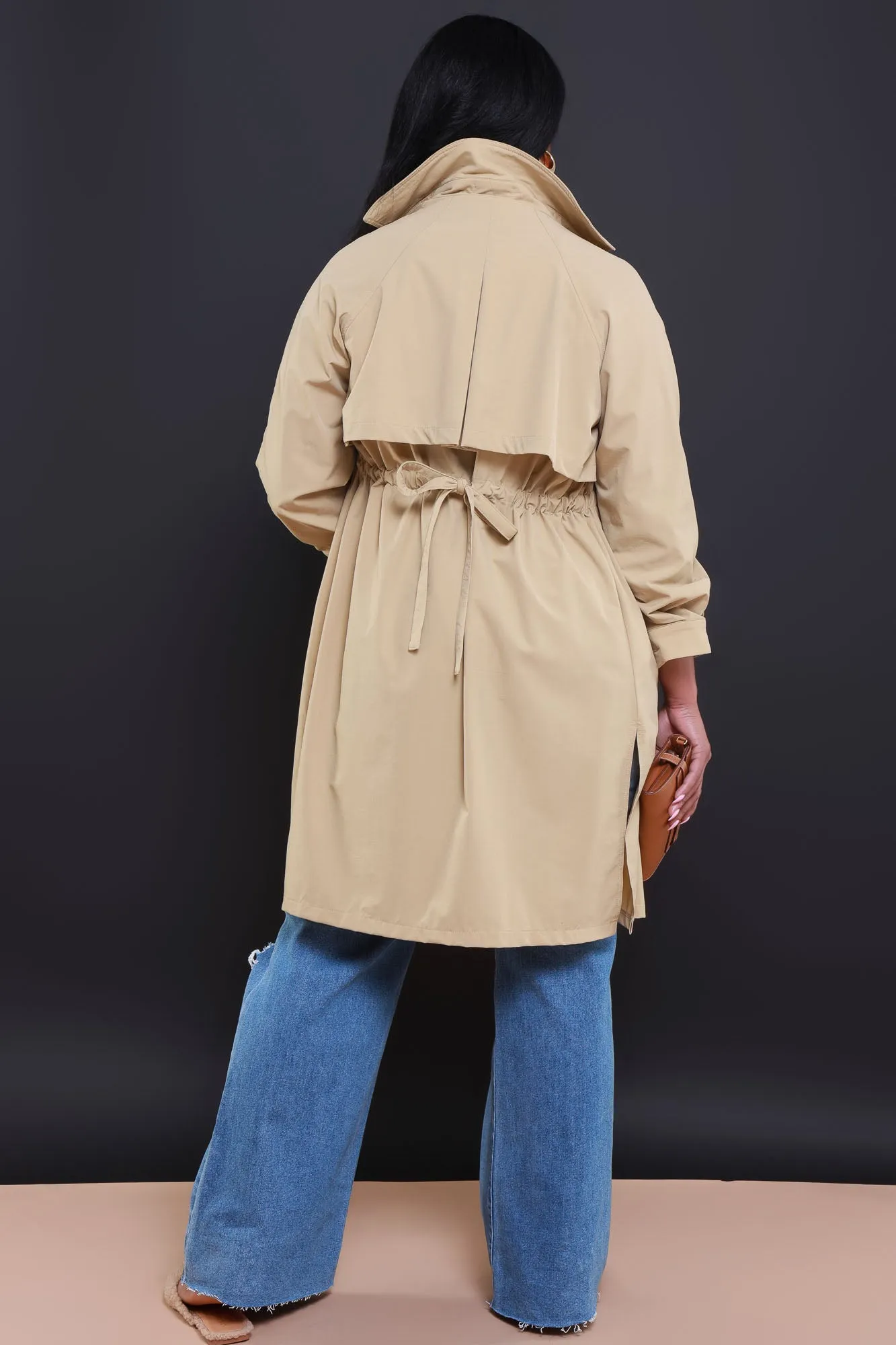 Show Me Around Draped Trenchcoat -  Khaki