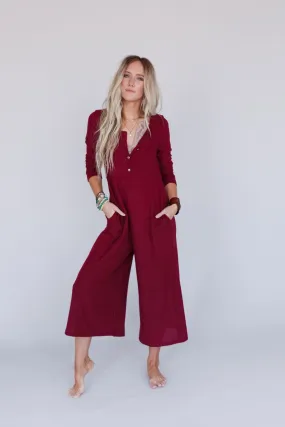 Simply Comfort Jumpsuit - Wine