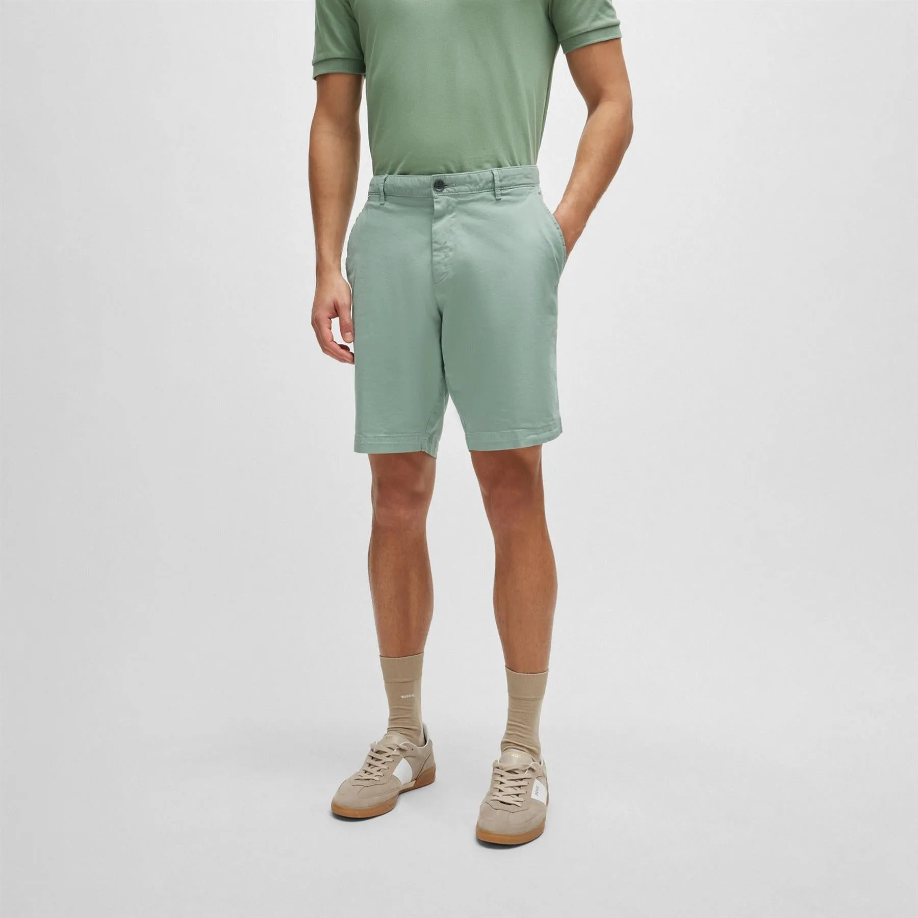 Slice-Short Slim Fit Cotton Shorts Open Green - SU24