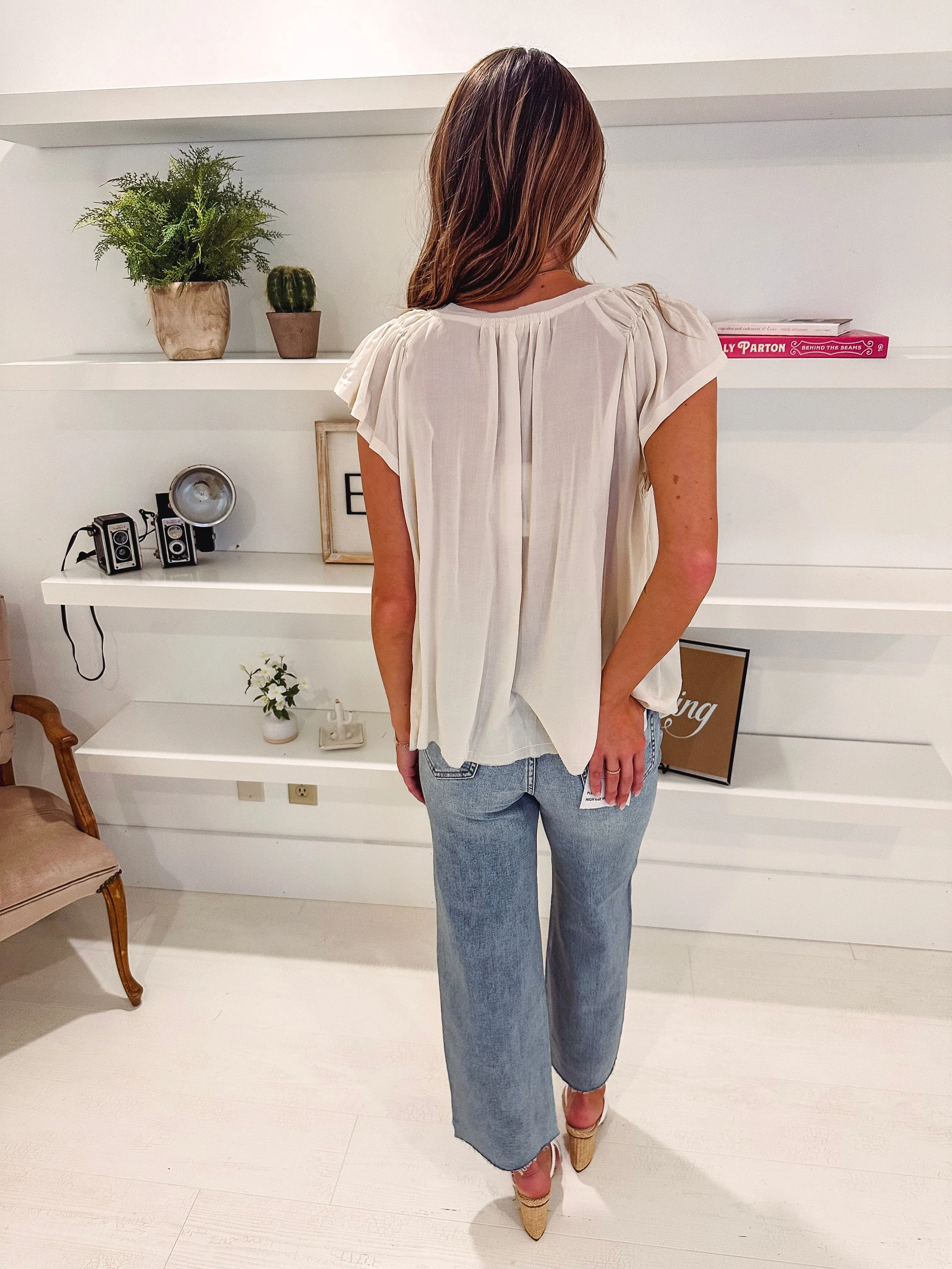 Soft Summer Shirred Blouse