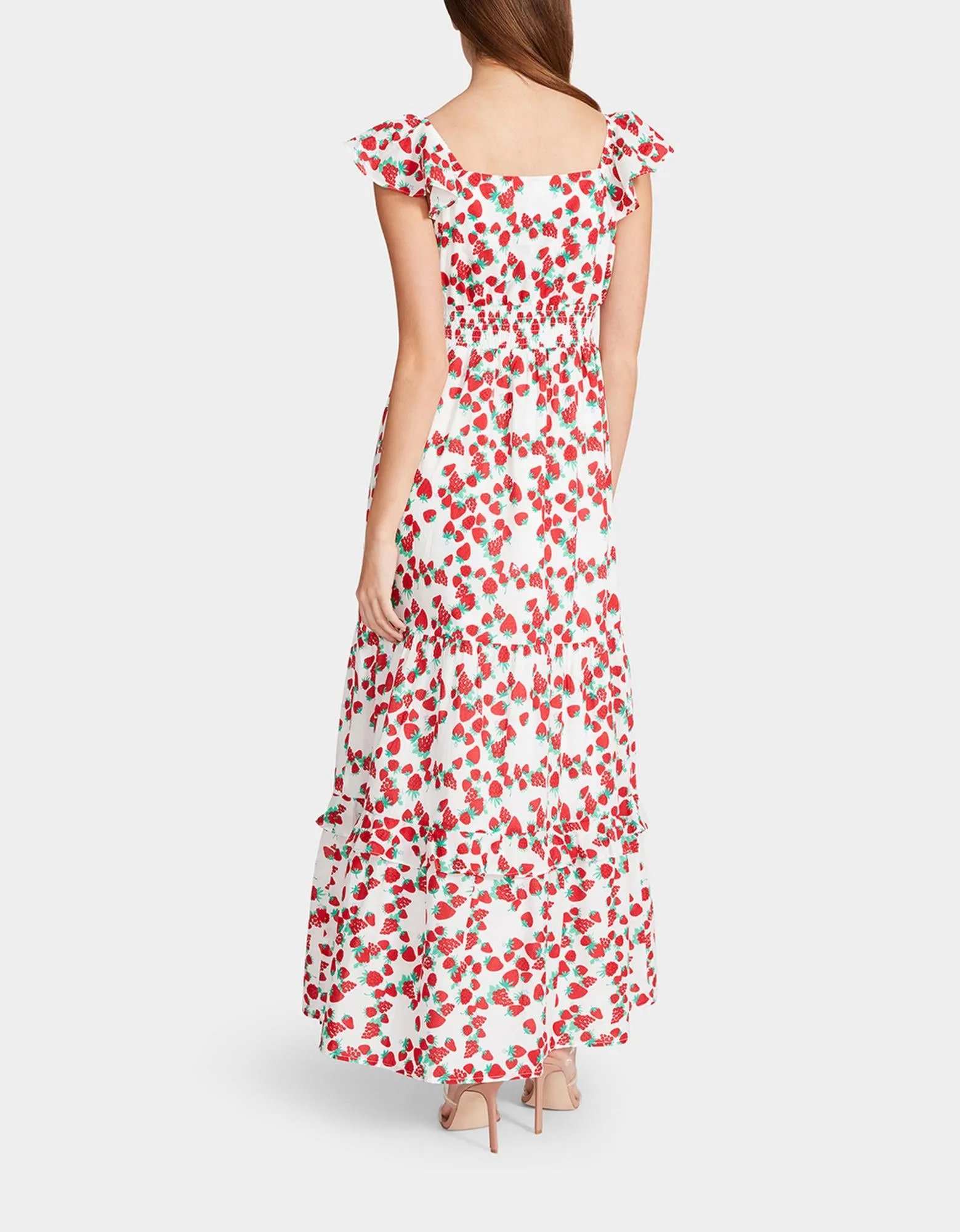 STRAWBERRY PRINT MAXI DRESS WHITE