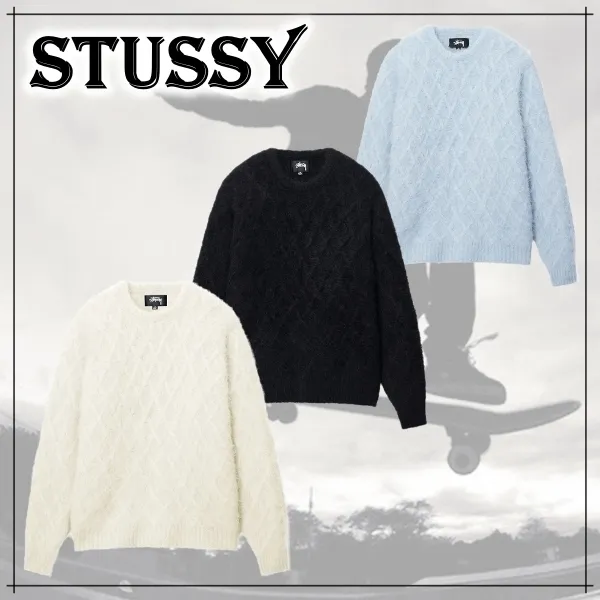 STUSSY  |Unisex Street Style Long Sleeves Plain Skater Style Sweaters