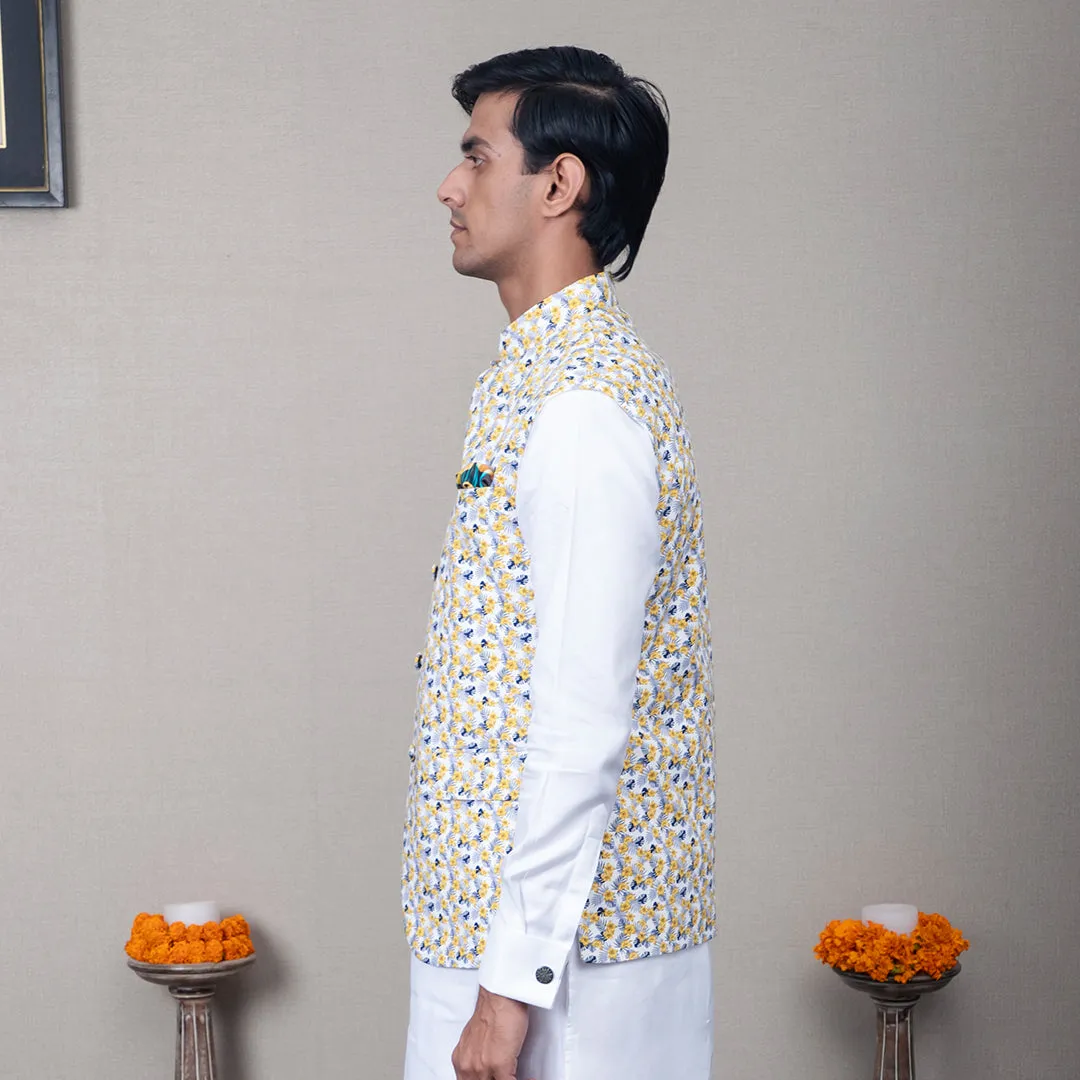 Suryaa Floral Print Nehru Jacket