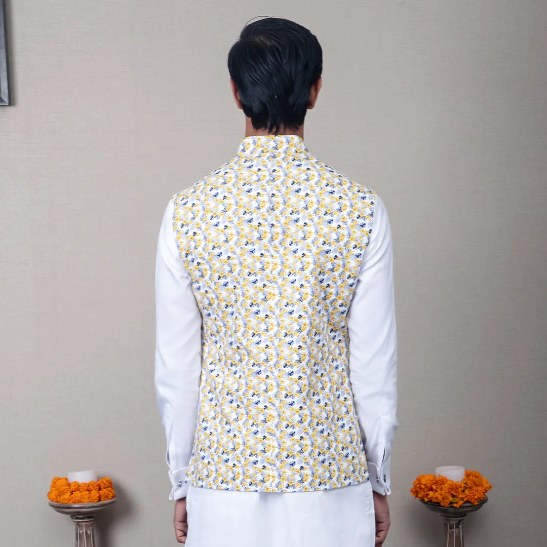 Suryaa Floral Print Nehru Jacket