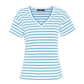 T-SHIRT TASTO IN JERSEY DI COTONE Donna Bianco Blu