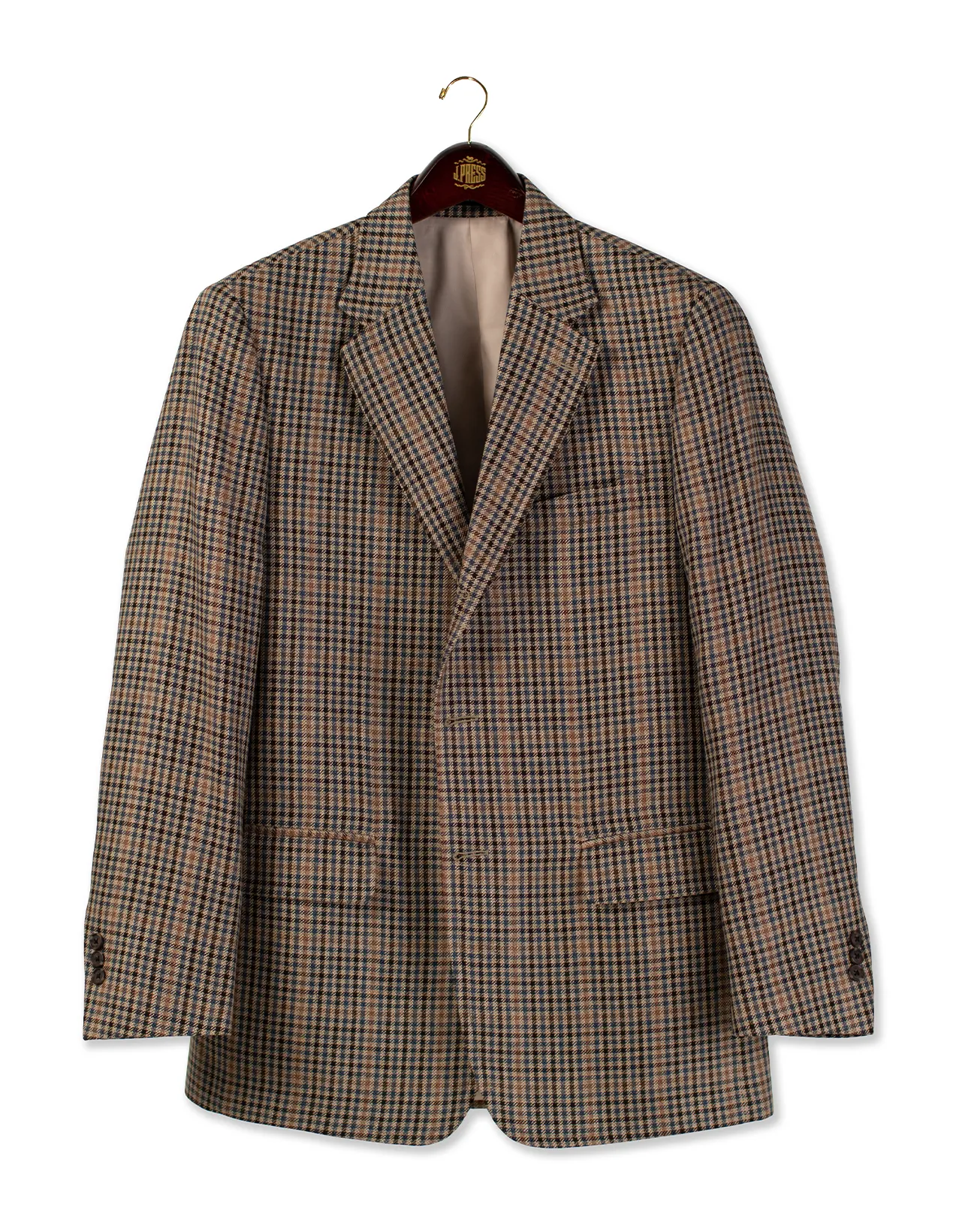 TAN/BLUE MULTI CHECK SPORT COAT - CLASSIC FIT