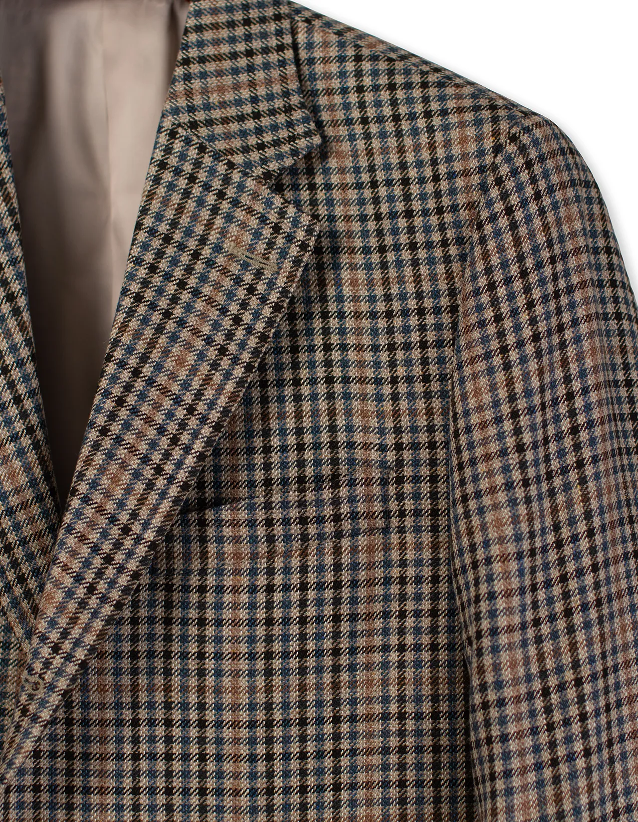 TAN/BLUE MULTI CHECK SPORT COAT - CLASSIC FIT