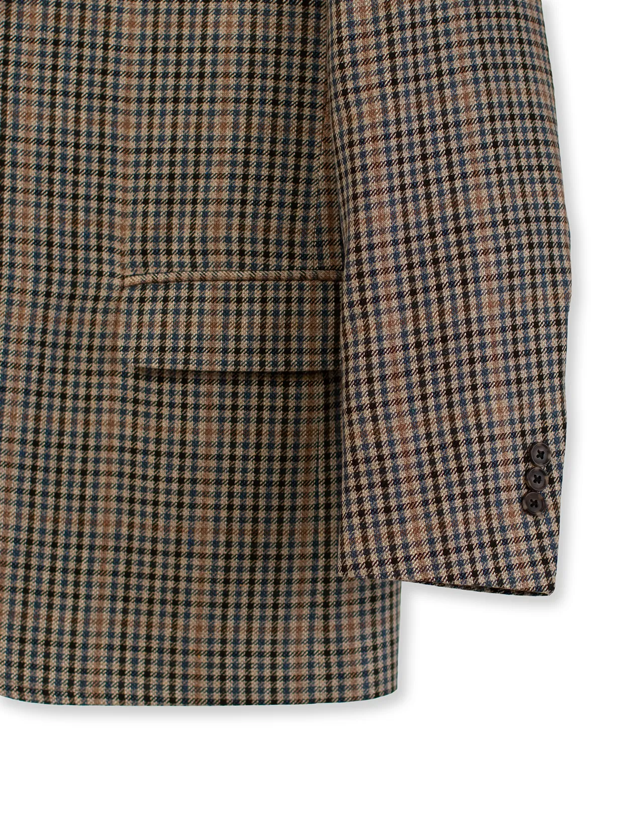 TAN/BLUE MULTI CHECK SPORT COAT - CLASSIC FIT