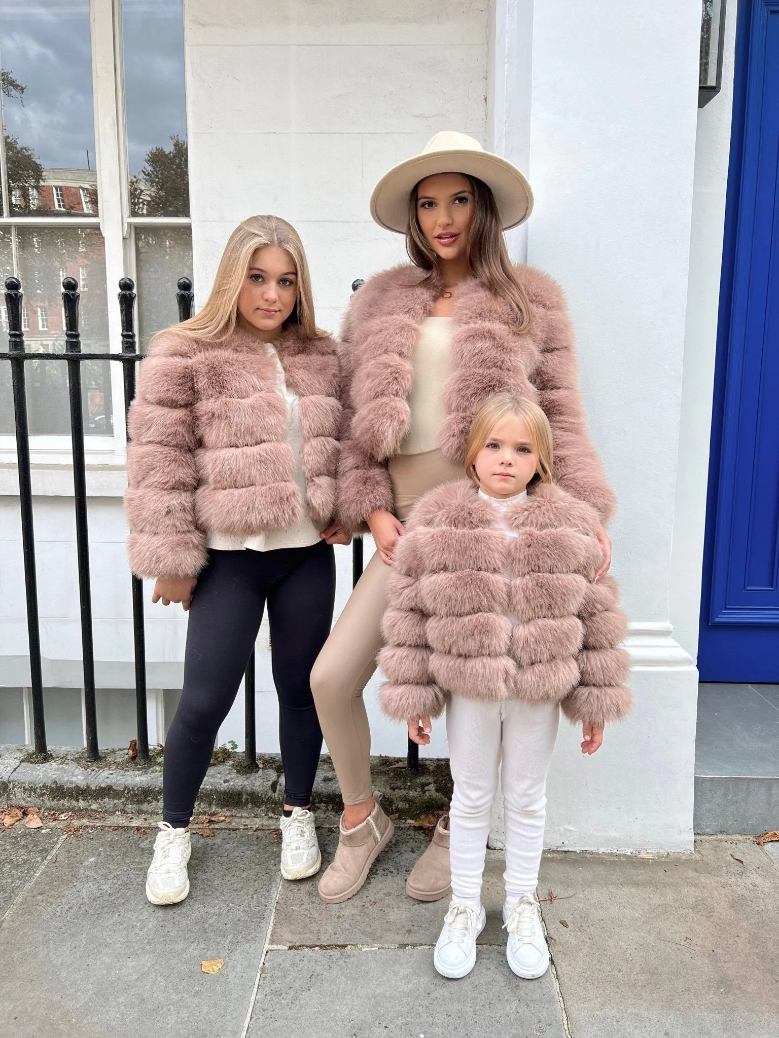 Taupe Childrens Faux Fur Coat