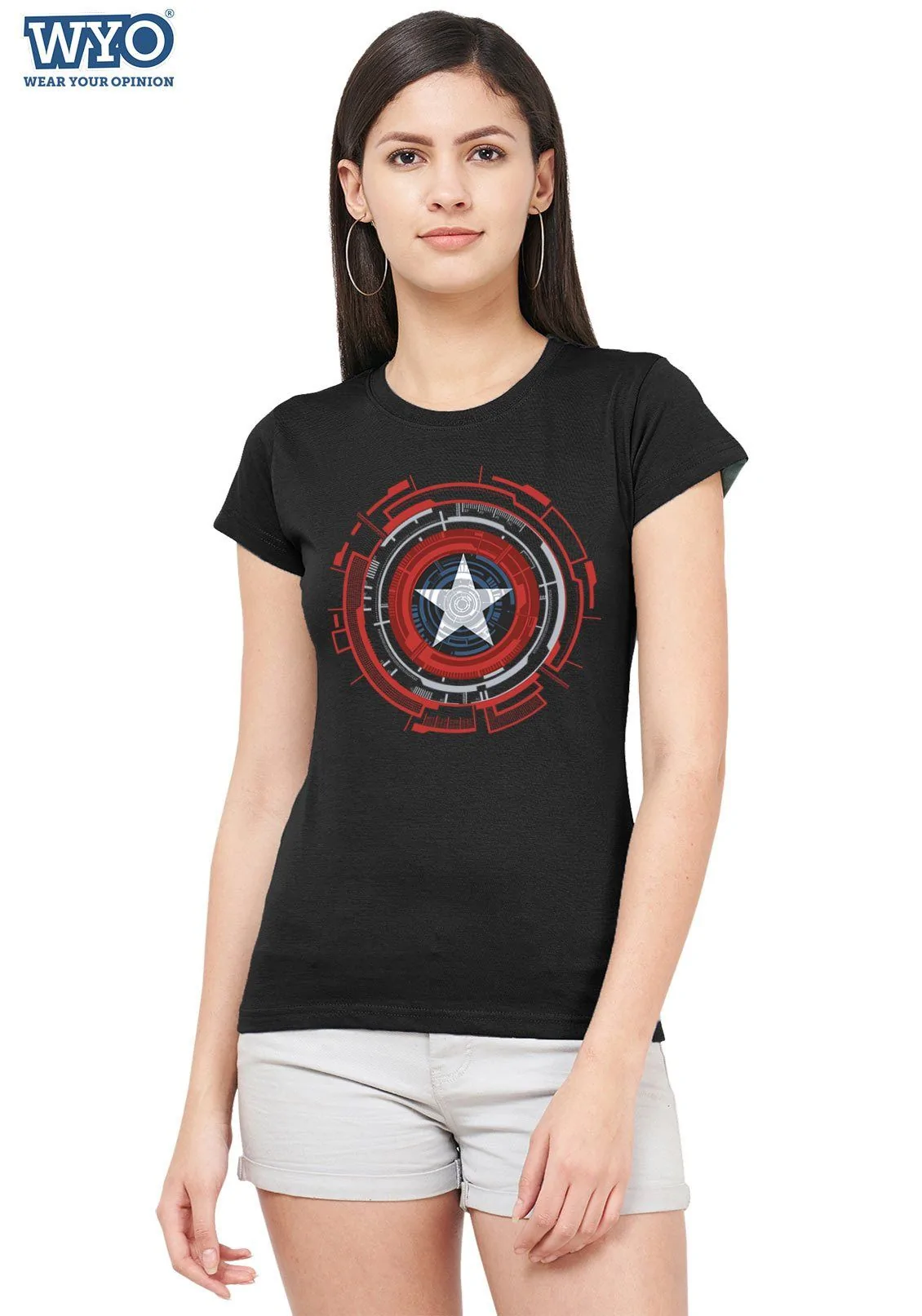 Technical Shield Cap America Women Tshirt