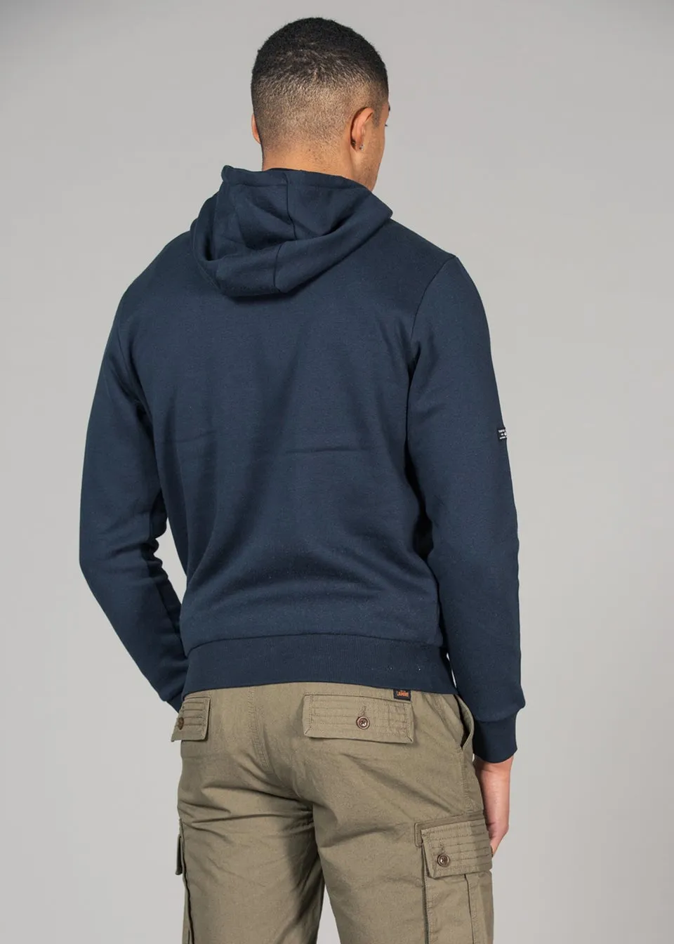 Tokyo Laundry Navy Cotton Blend Hoody with Branding Print