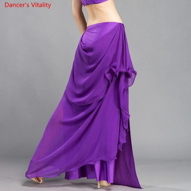 Unleash Your Inner Confidence with Dancer's Vitality Chiffon Sexy Split Practice Skirt for Women Belly Dancing