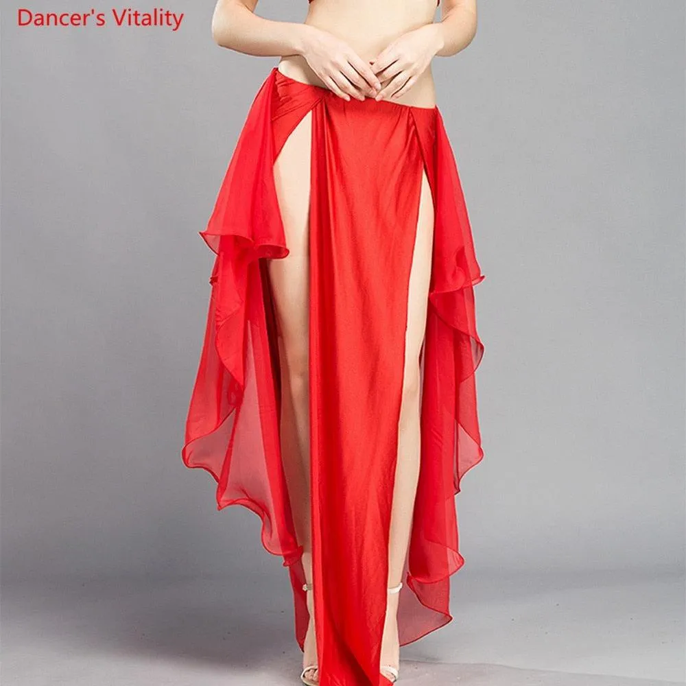 Unleash Your Inner Confidence with Dancer's Vitality Chiffon Sexy Split Practice Skirt for Women Belly Dancing