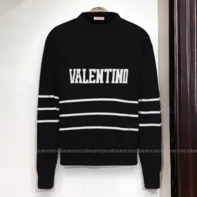 VALENTINO  |Crew Neck Wool Street Style Long Sleeves Plain Logo Luxury