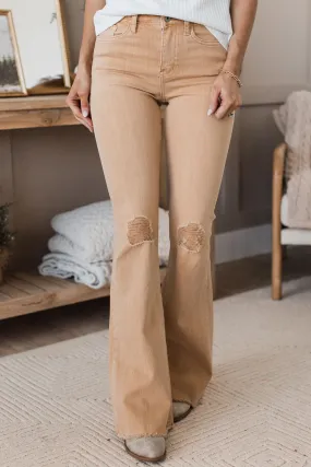 Vervet High-Rise Flare Jeans- Honey Wash