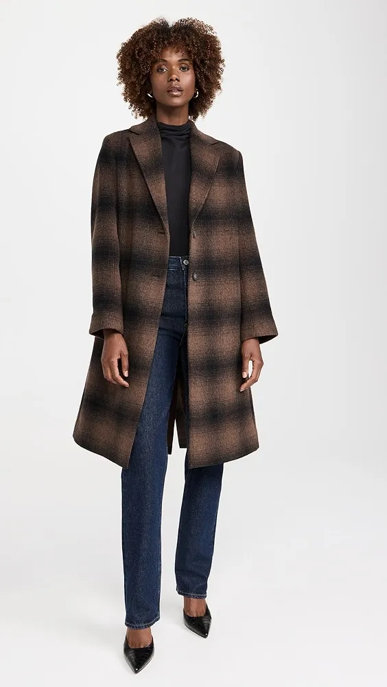 Vince   Shadow Plaid Car Coat 