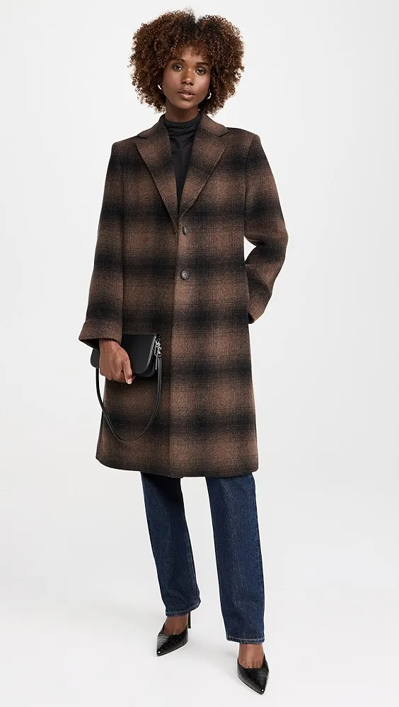 Vince   Shadow Plaid Car Coat 