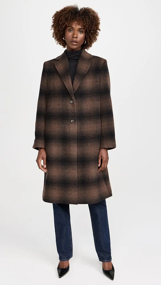 Vince   Shadow Plaid Car Coat 