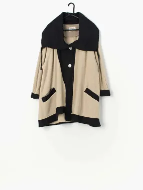 Vintage beige and black linen oversized jacket – XL / 2XL