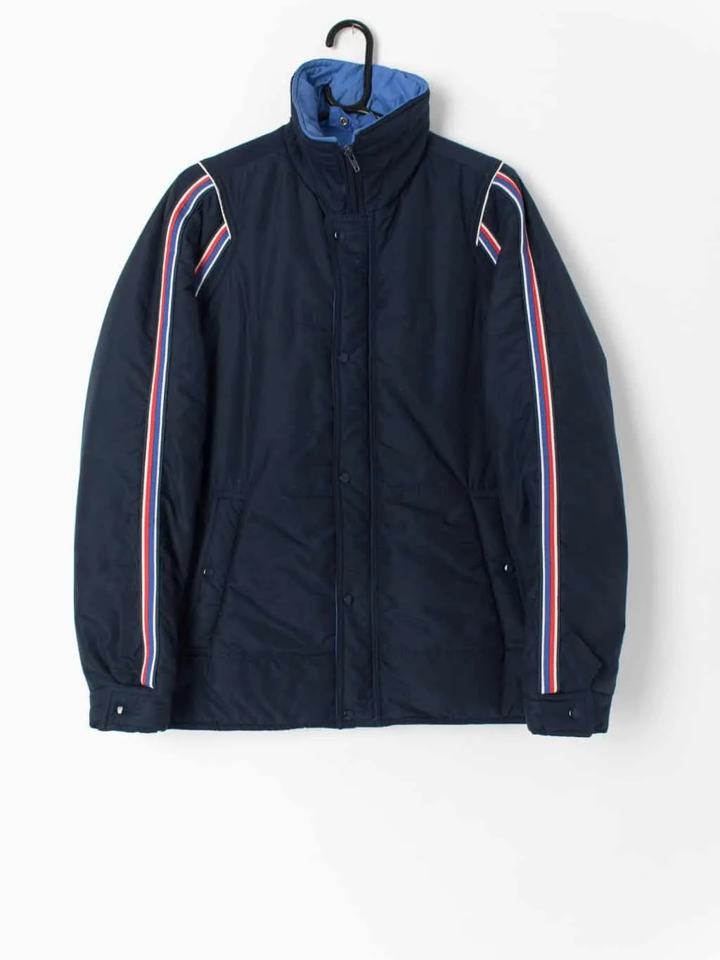 Vintage Klepper ski jacket navy blue with striped arms 80s – Medium