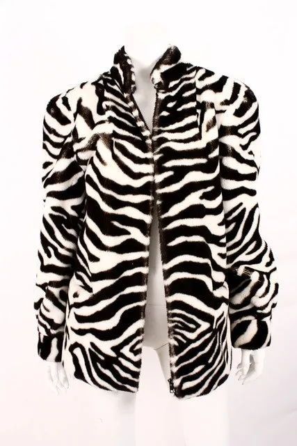 Vintage LILLI ANN Zebra Faux Fur Coat