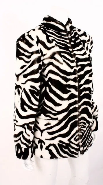 Vintage LILLI ANN Zebra Faux Fur Coat