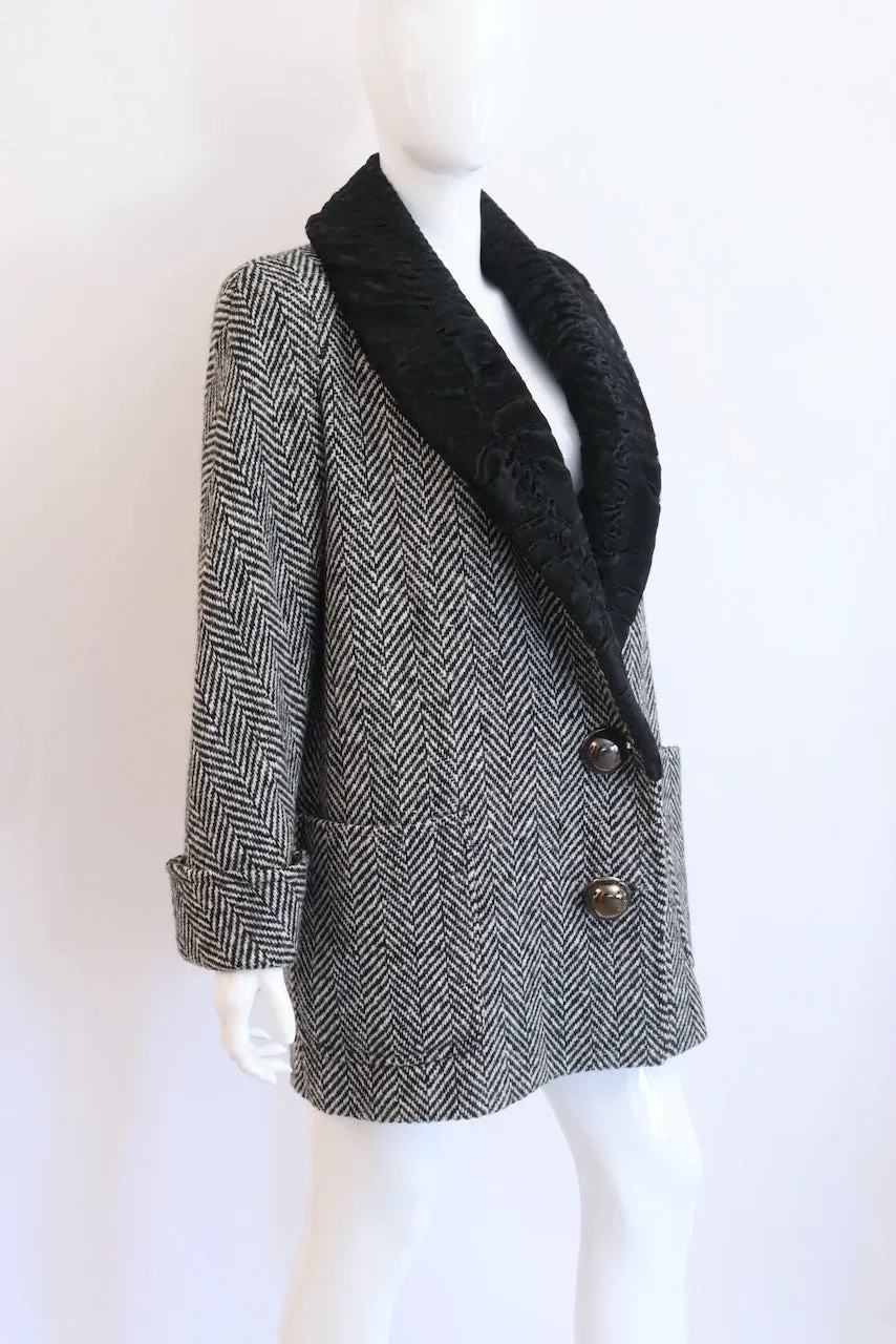 Vintage VALENTINO Herringbone Wool Coat