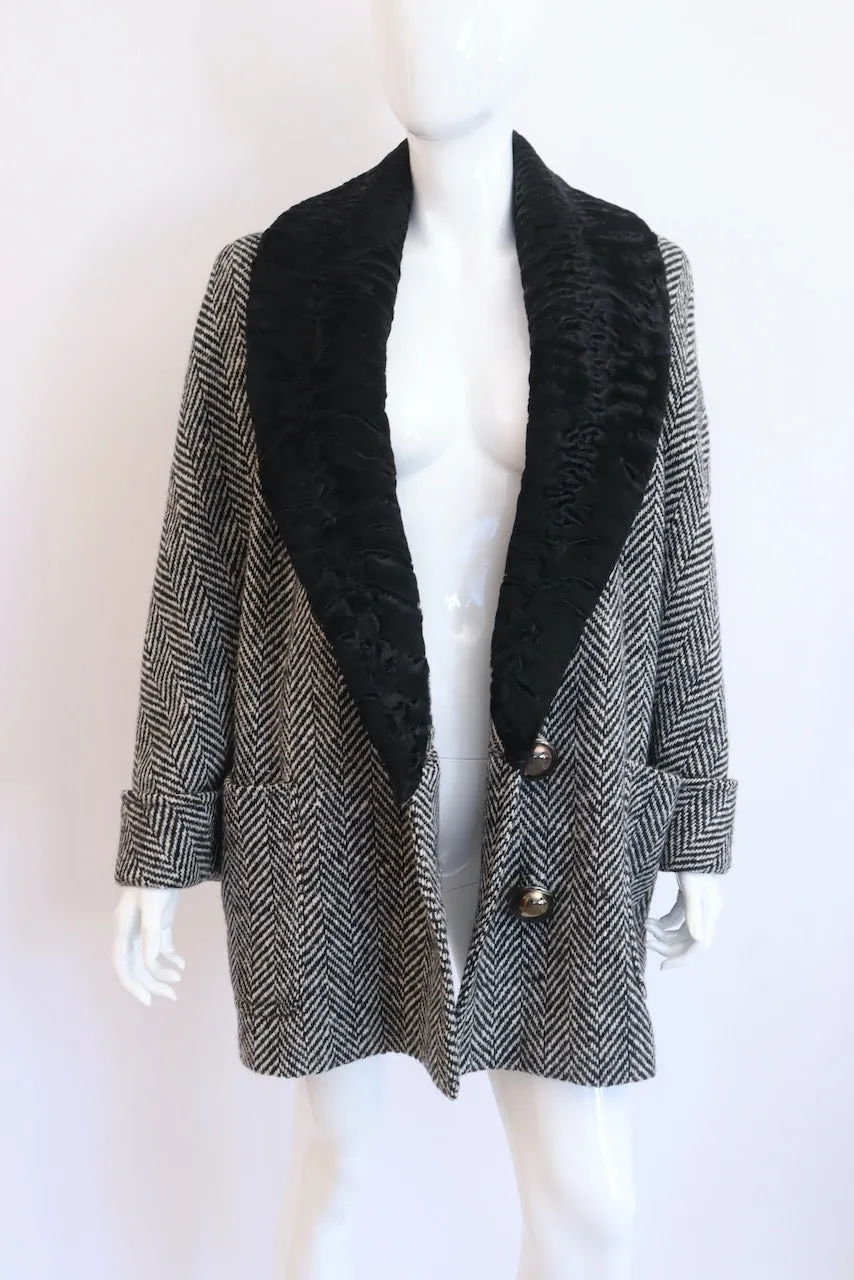 Vintage VALENTINO Herringbone Wool Coat