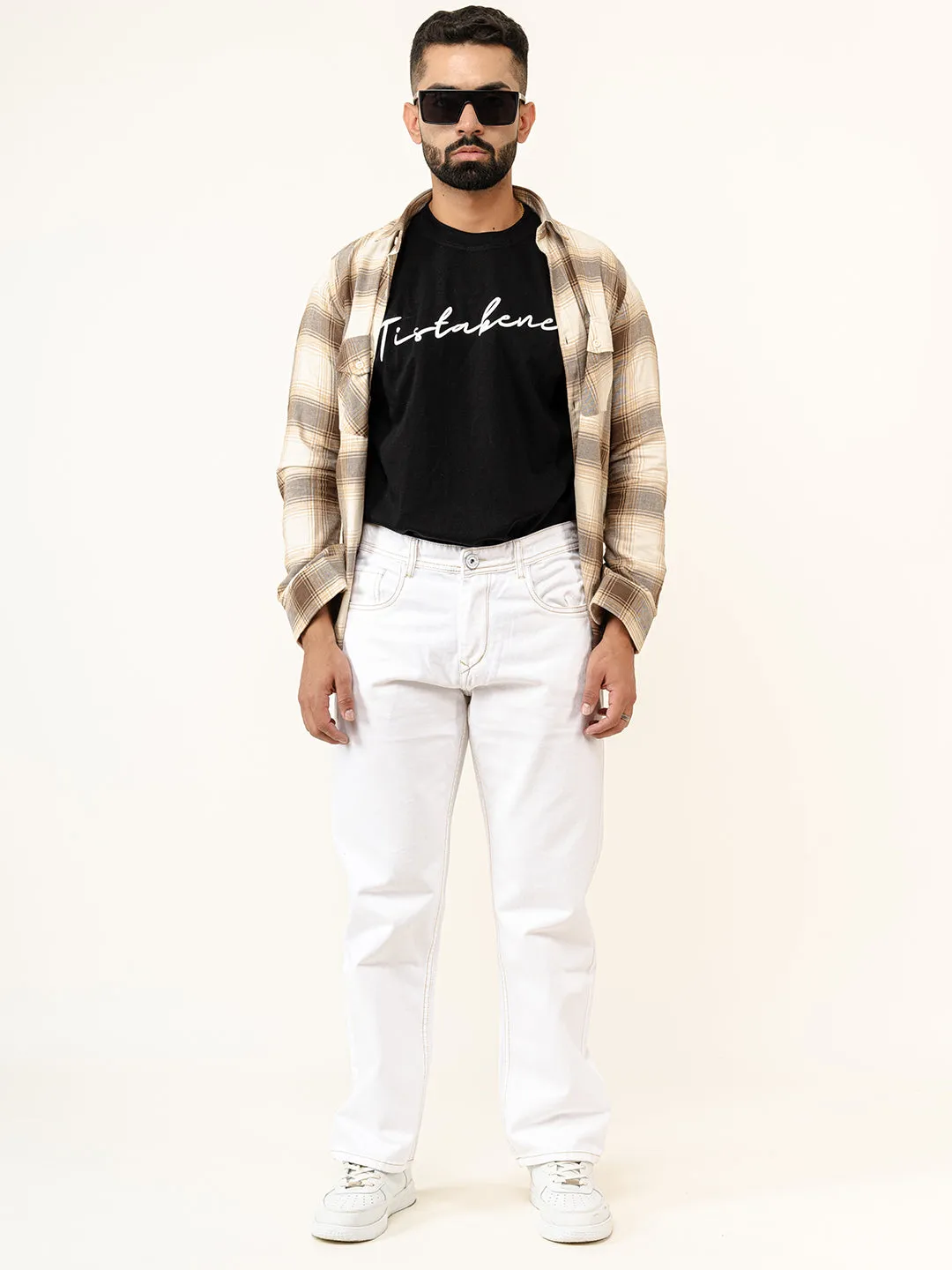 White Straight Fit Denim Jeans