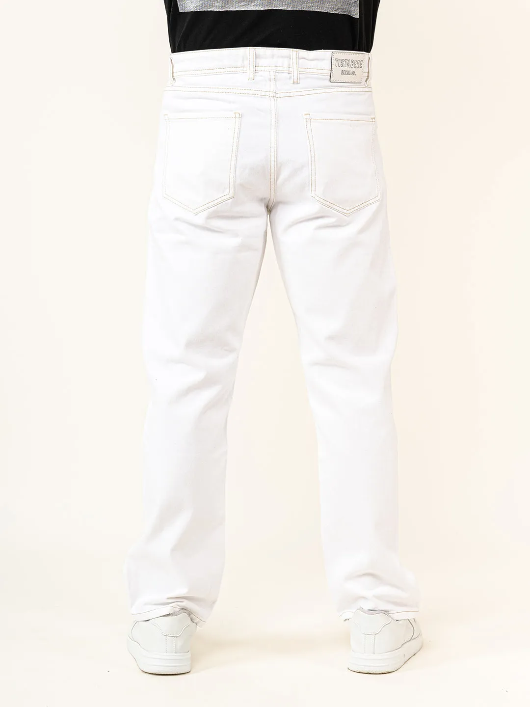 White Straight Fit Denim Jeans