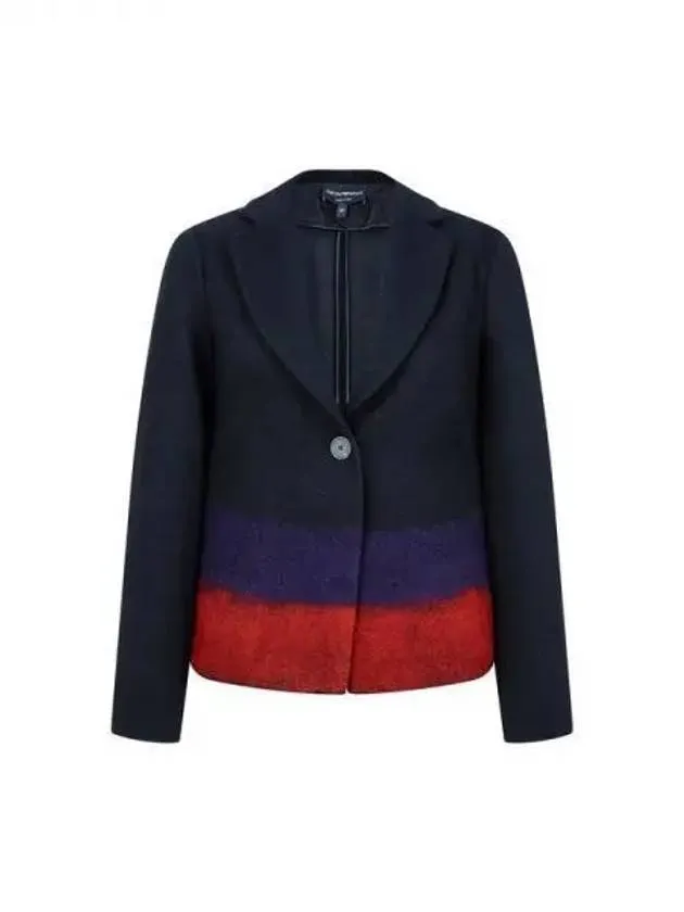 Women s Color Block One Button Jacket Black 271419