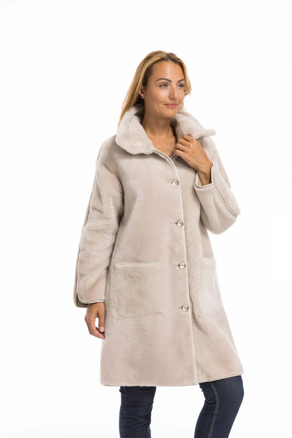 Women's beige sheepskin coat greta