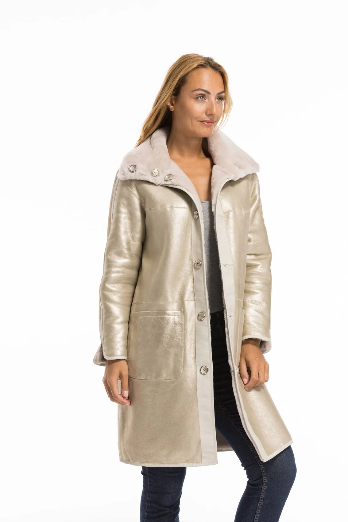 Women's beige sheepskin coat greta